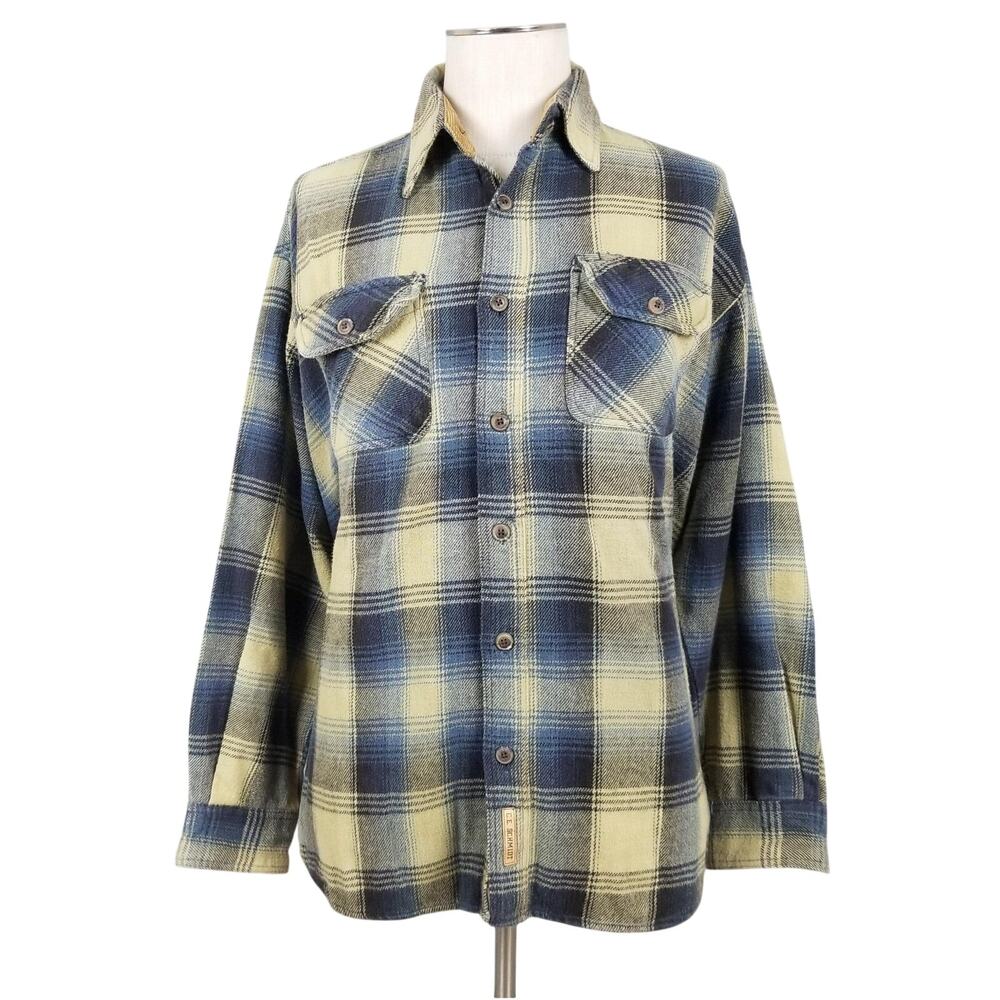 C.E. Schmidt Workwear Shirt Mens XL Blue Flannel Plaid Button Front Casual